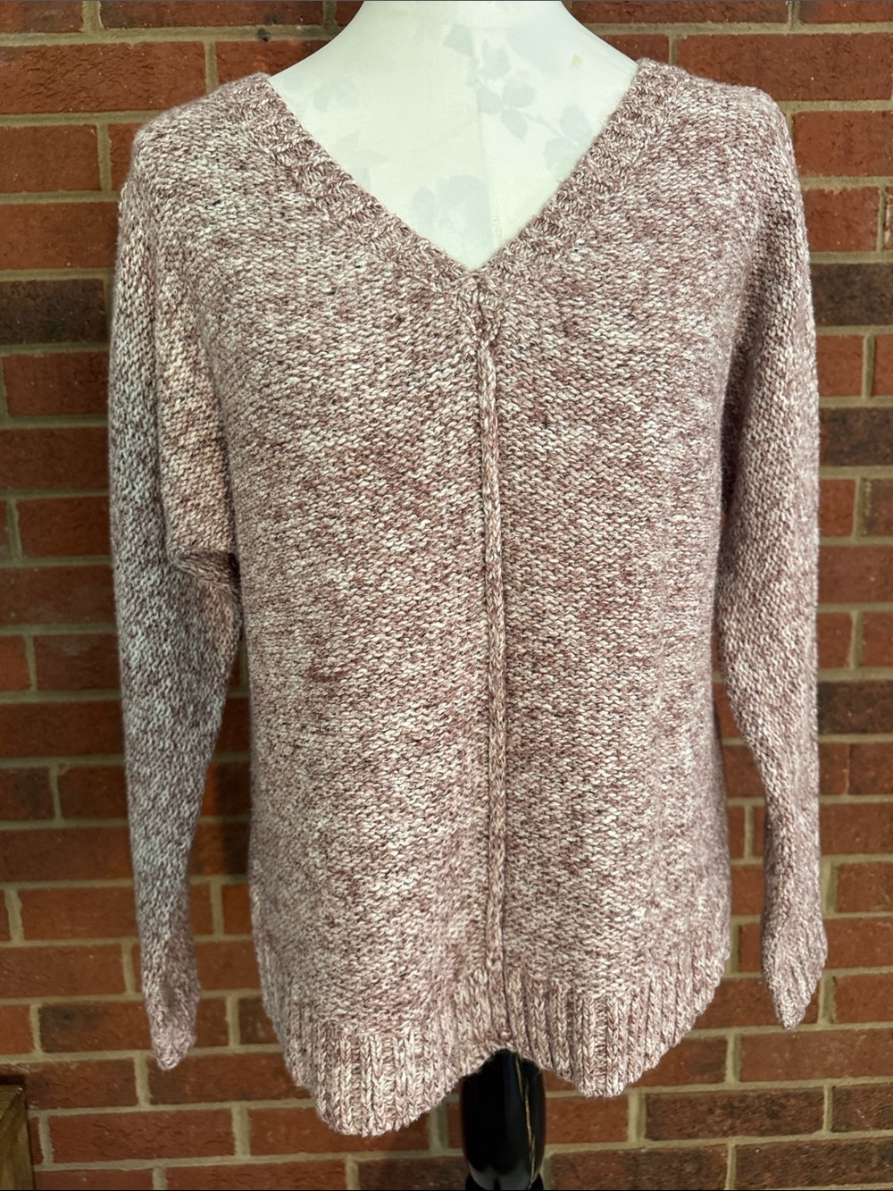 Lucky Brand Dusty Rose Marled V-Neck Sweater